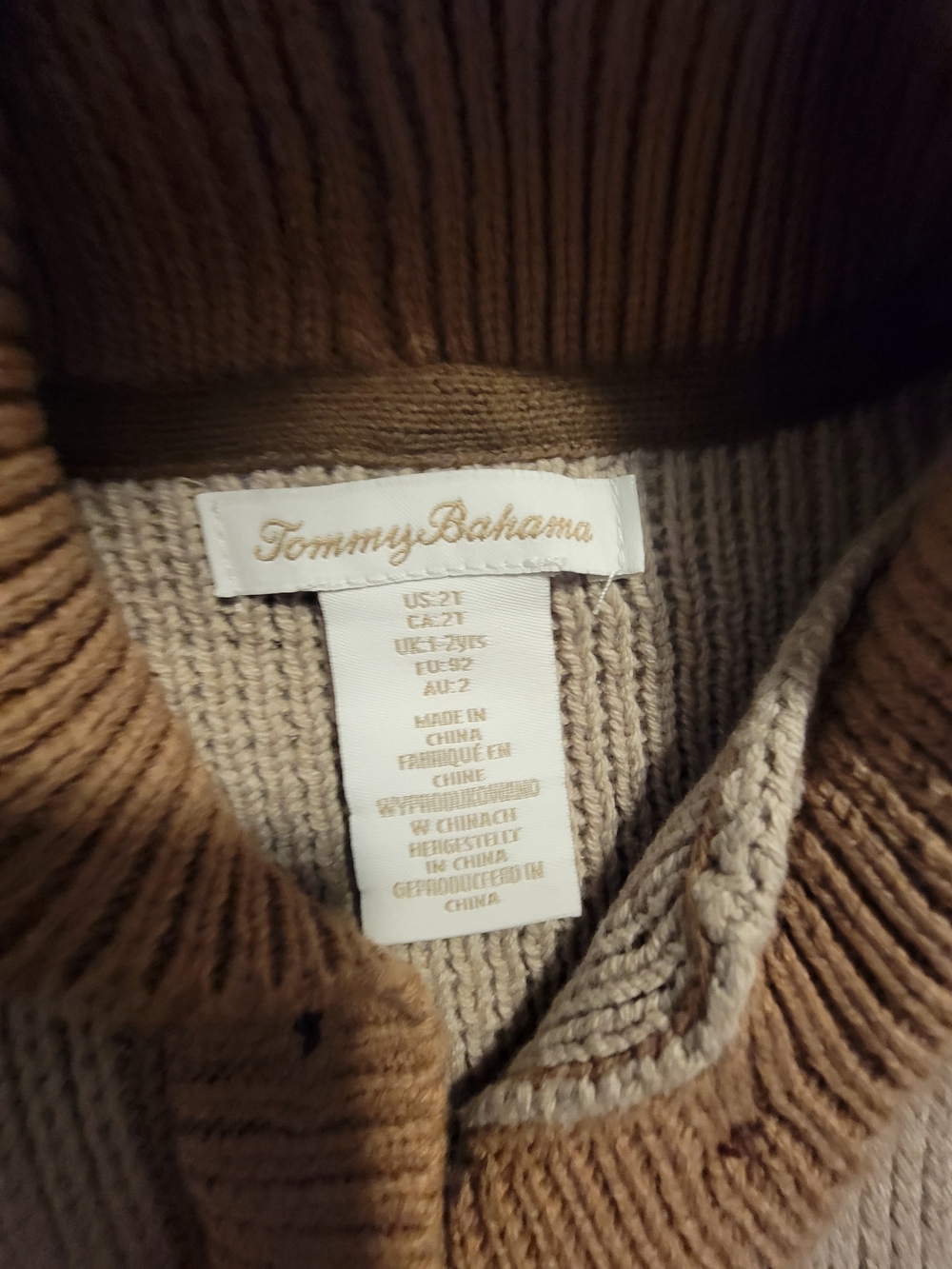 Tommy Bahama Ribbed Turtleneck Sweater in Camel Brown